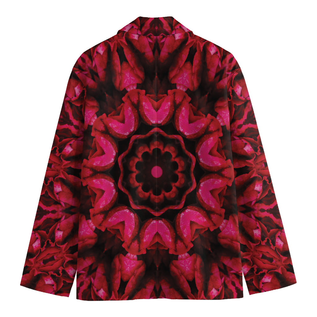Pink Rose Kaleidoscope Print Men's Blazer