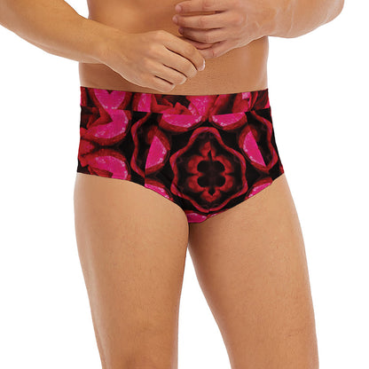 Pink Rose Kaleidoscope Print Men's Briefs