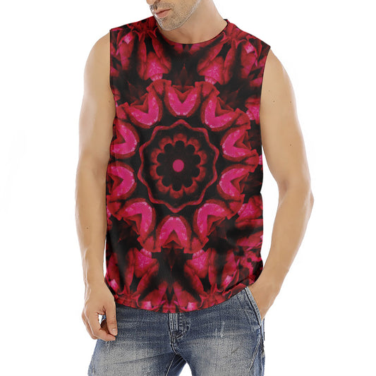 Pink Rose Kaleidoscope Print Men's Fitness Tank Top
