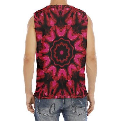 Pink Rose Kaleidoscope Print Men's Fitness Tank Top