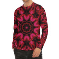 Pink Rose Kaleidoscope Print Men's Long Sleeve Rash Guard