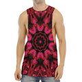 Pink Rose Kaleidoscope Print Men's Muscle Tank Top
