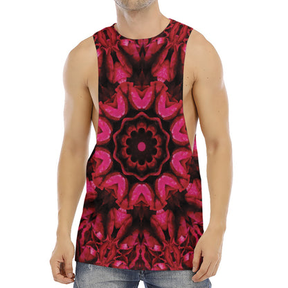 Pink Rose Kaleidoscope Print Men's Muscle Tank Top