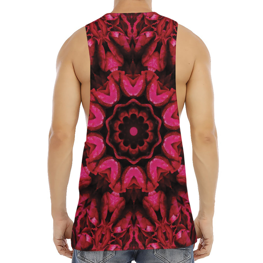 Pink Rose Kaleidoscope Print Men's Muscle Tank Top