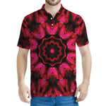 Pink Rose Kaleidoscope Print Men's Polo Shirt