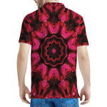 Pink Rose Kaleidoscope Print Men's Polo Shirt