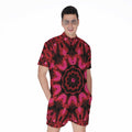 Pink Rose Kaleidoscope Print Men's Romper