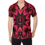Pink Rose Kaleidoscope Print Men's Shirt
