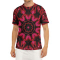 Pink Rose Kaleidoscope Print Men's Short Sleeve Rash Guard