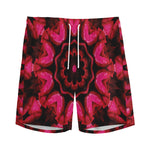 Pink Rose Kaleidoscope Print Men's Sports Shorts