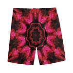 Pink Rose Kaleidoscope Print Men's Sports Shorts