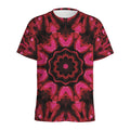 Pink Rose Kaleidoscope Print Men's Athletic T-Shirt