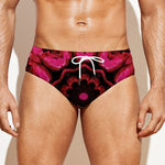 Pink Rose Kaleidoscope Print Men's Swim Briefs