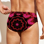 Pink Rose Kaleidoscope Print Men's Swim Briefs