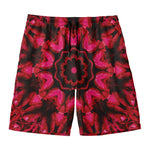 Pink Rose Kaleidoscope Print Men's Swim Trunks