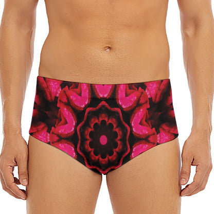 Pink Rose Kaleidoscope Print Men's Triangle Swim Briefs