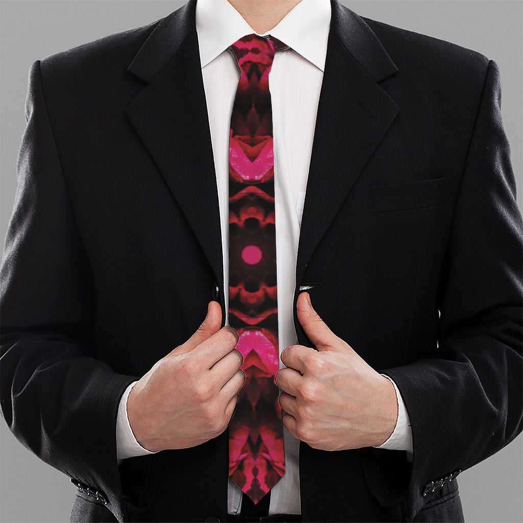 Pink Rose Kaleidoscope Print Necktie