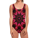 Pink Rose Kaleidoscope Print One Piece Swimsuit