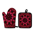 Pink Rose Kaleidoscope Print Oven Mitt And Pot Holder Set