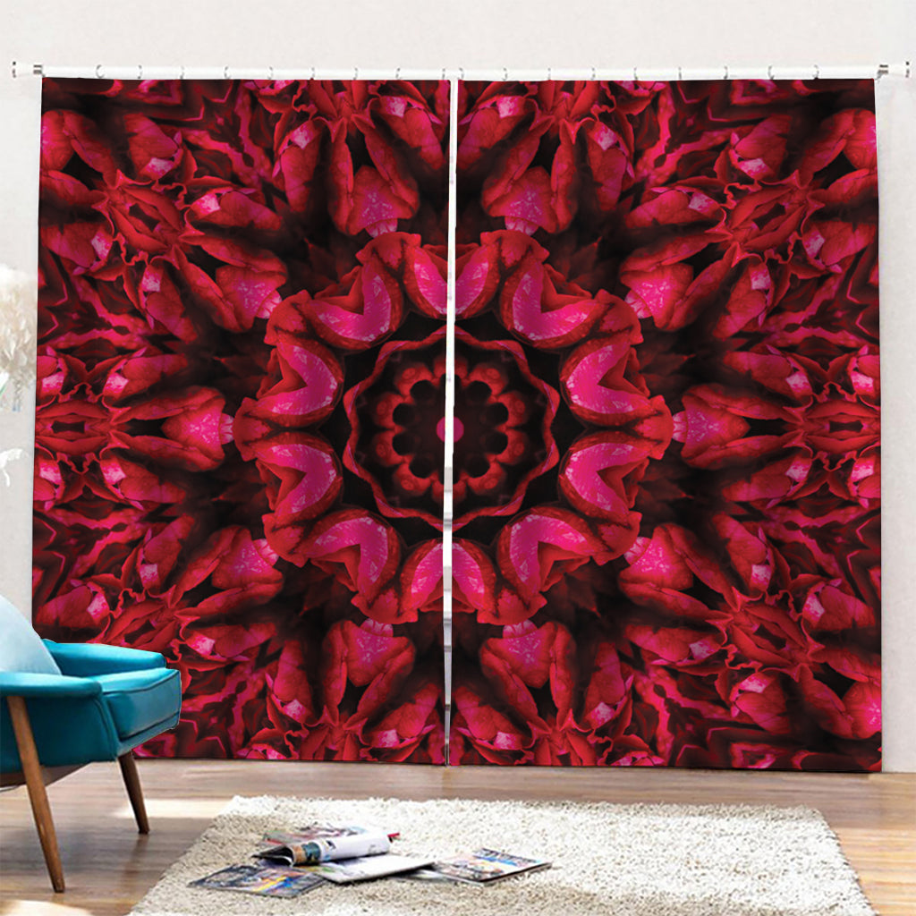 Pink Rose Kaleidoscope Print Pencil Pleat Curtains