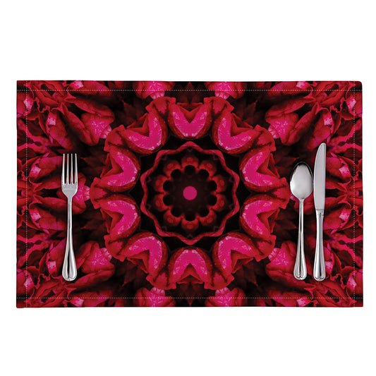 Pink Rose Kaleidoscope Print Placemat