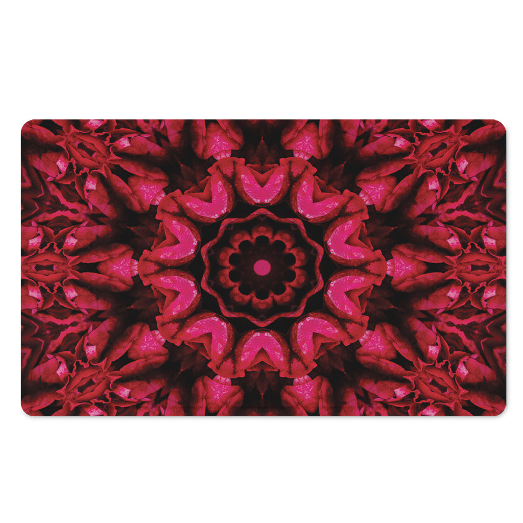Pink Rose Kaleidoscope Print Polyester Doormat