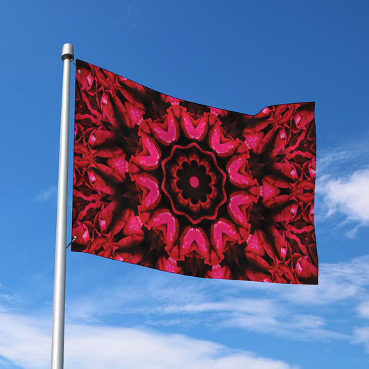 Pink Rose Kaleidoscope Print Polyester Flag
