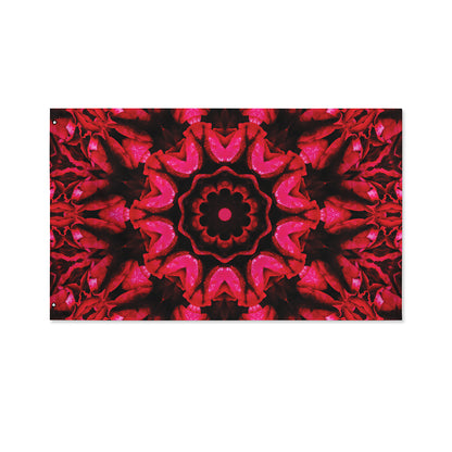Pink Rose Kaleidoscope Print Polyester Flag