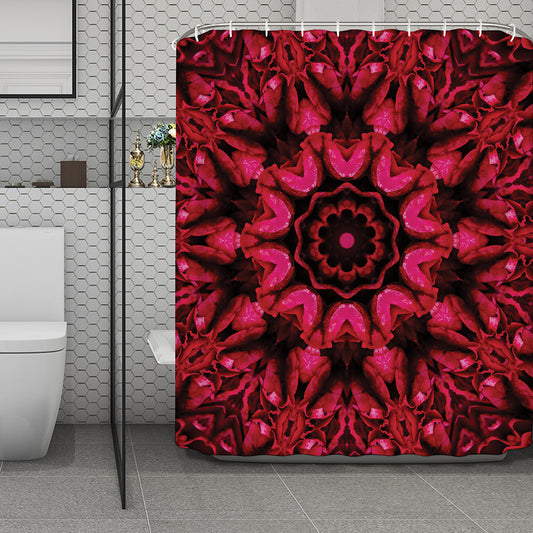 Pink Rose Kaleidoscope Print Polyester Shower Curtain