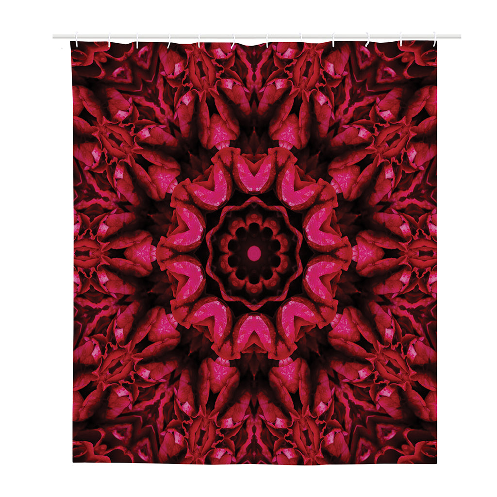 Pink Rose Kaleidoscope Print Polyester Shower Curtain