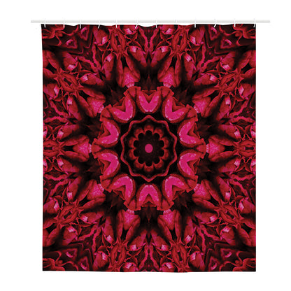 Pink Rose Kaleidoscope Print Polyester Shower Curtain