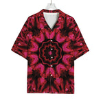 Pink Rose Kaleidoscope Print Rayon Hawaiian Shirt