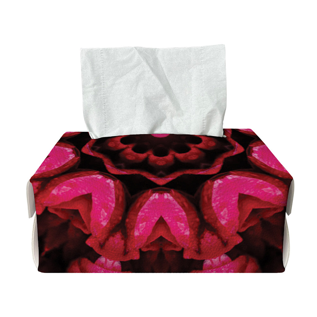 Pink Rose Kaleidoscope Print Rectangle Tissue Box Cover