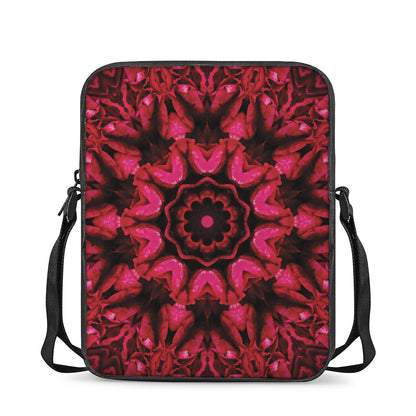 Pink Rose Kaleidoscope Print Rectangular Crossbody Bag