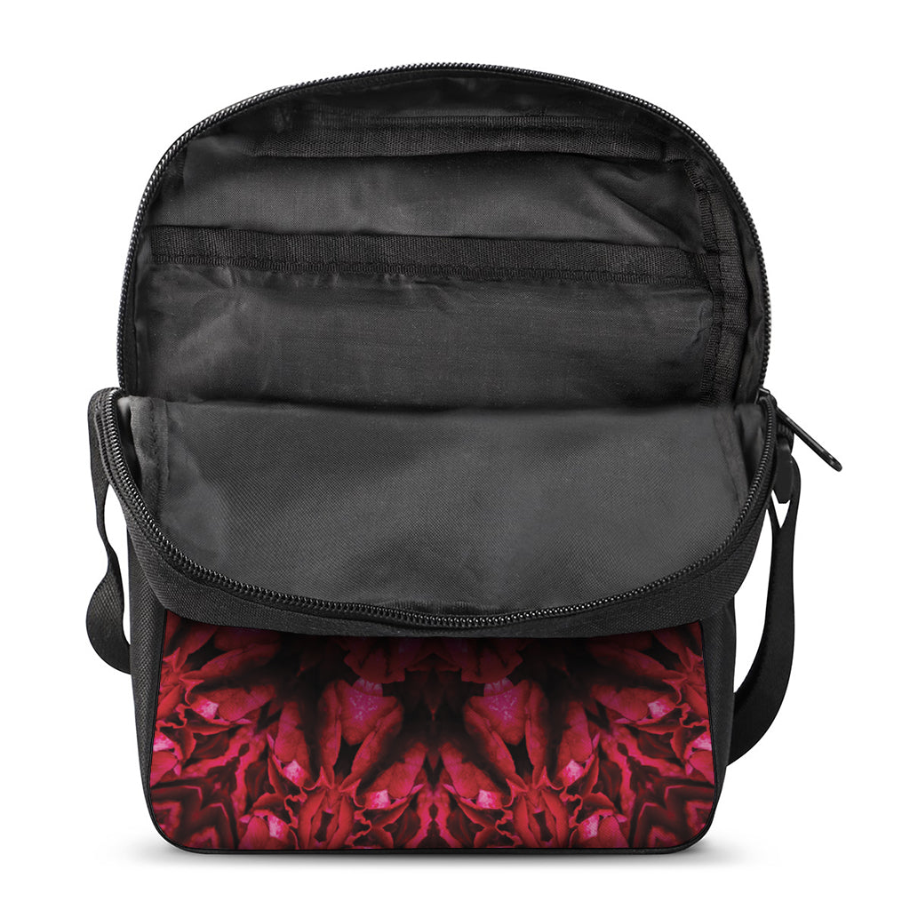Pink Rose Kaleidoscope Print Rectangular Crossbody Bag