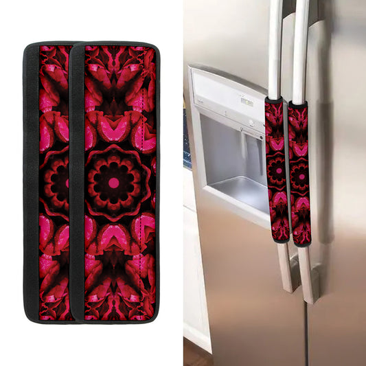 Pink Rose Kaleidoscope Print Refrigerator Handle Covers