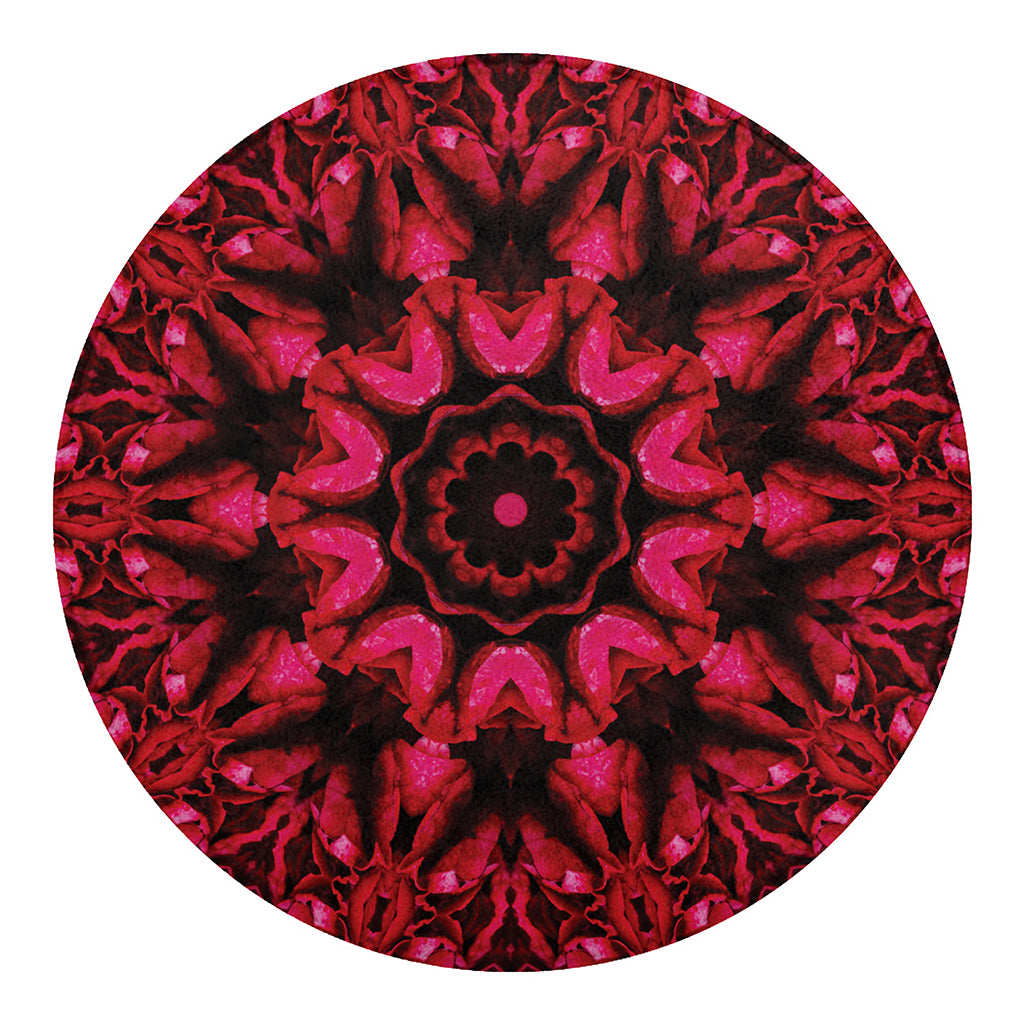 Pink Rose Kaleidoscope Print Round Blanket