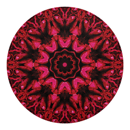 Pink Rose Kaleidoscope Print Round Blanket