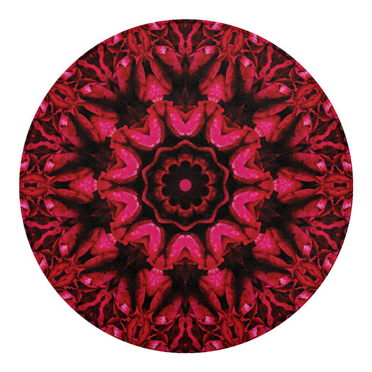 Pink Rose Kaleidoscope Print Round Blanket