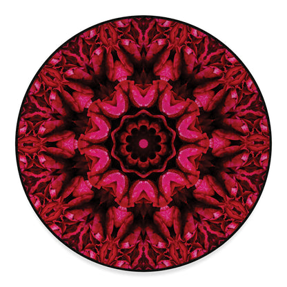 Pink Rose Kaleidoscope Print Round Floor Mat