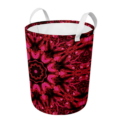 Pink Rose Kaleidoscope Print Round Laundry Basket