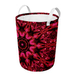 Pink Rose Kaleidoscope Print Round Laundry Basket