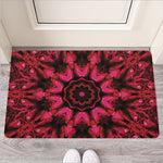 Pink Rose Kaleidoscope Print Rubber Doormat