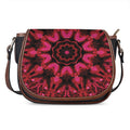 Pink Rose Kaleidoscope Print Saddle Bag