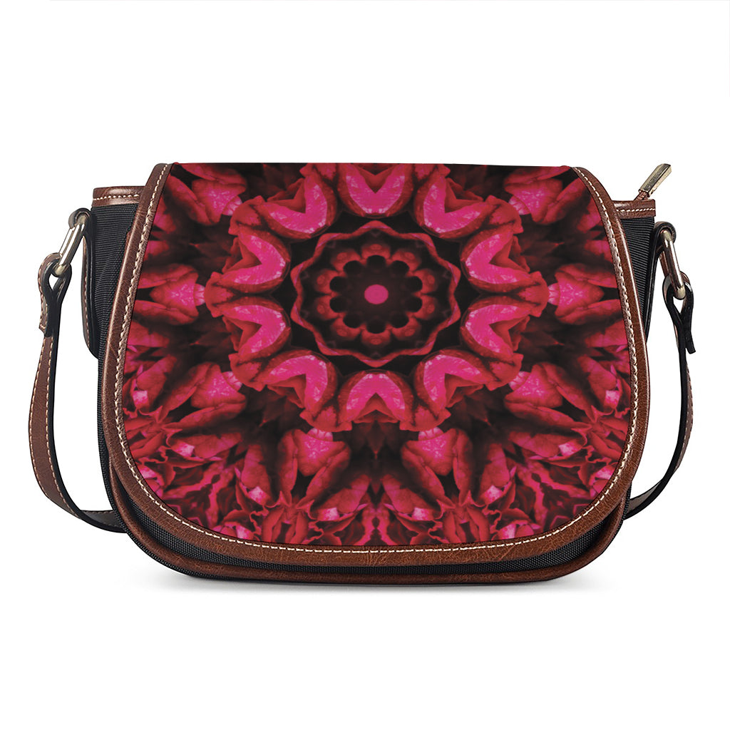 Pink Rose Kaleidoscope Print Saddle Bag