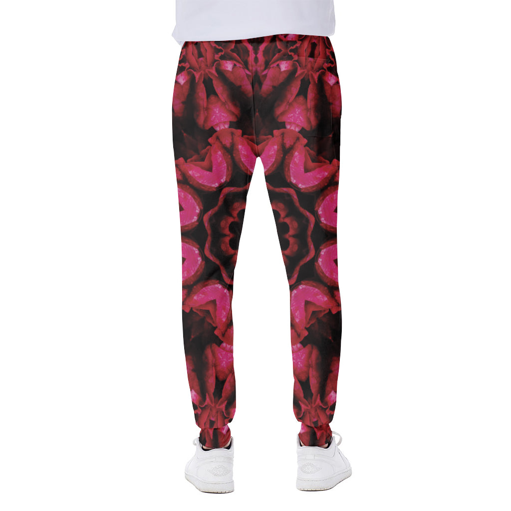Pink Rose Kaleidoscope Print Scuba Joggers