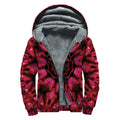 Pink Rose Kaleidoscope Print Sherpa Lined Zip Up Hoodie