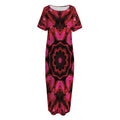 Pink Rose Kaleidoscope Print Short Sleeve Long Nightdress