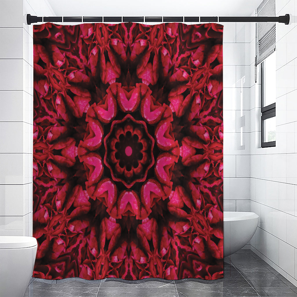 Pink Rose Kaleidoscope Print Shower Curtain