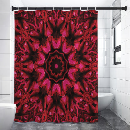 Pink Rose Kaleidoscope Print Shower Curtain